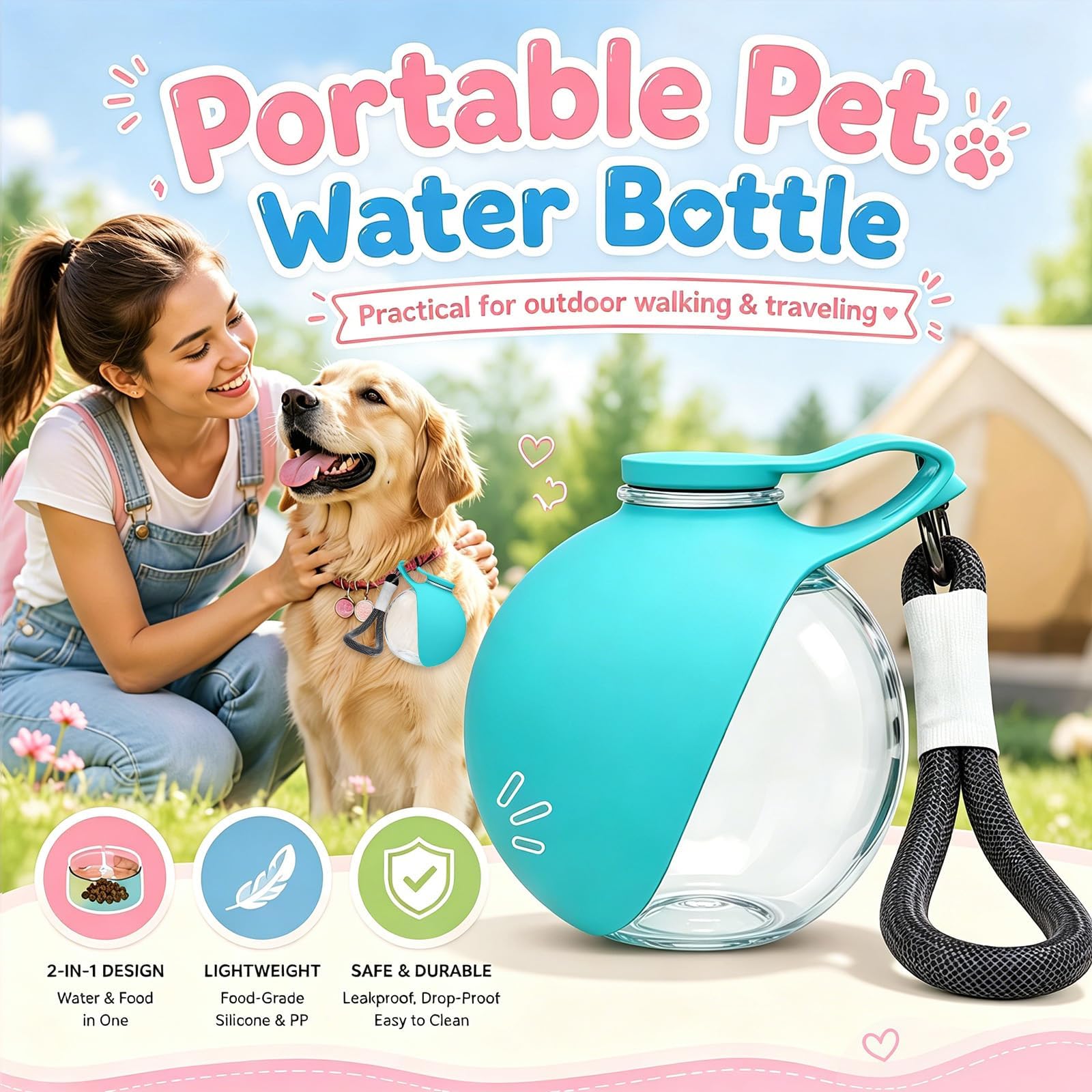 New 2026 2 in 1 Portable Dog W - Pet Supplies Dog Food recension och pris